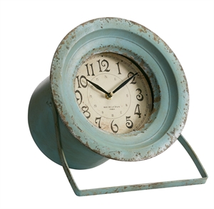 Ur 630 Porthole blågrøn/rust antik look slidt metal 25x27cm - Se flere Metal ure og Spejle
